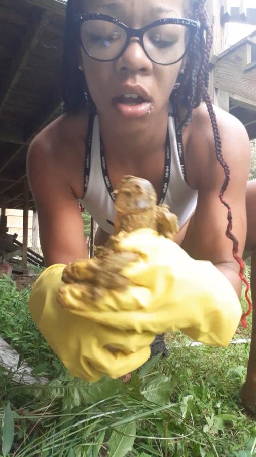 outside playing in poop and dildo. P1 - UltraHD/2K  - (Actress: Ebony Ella 2024)