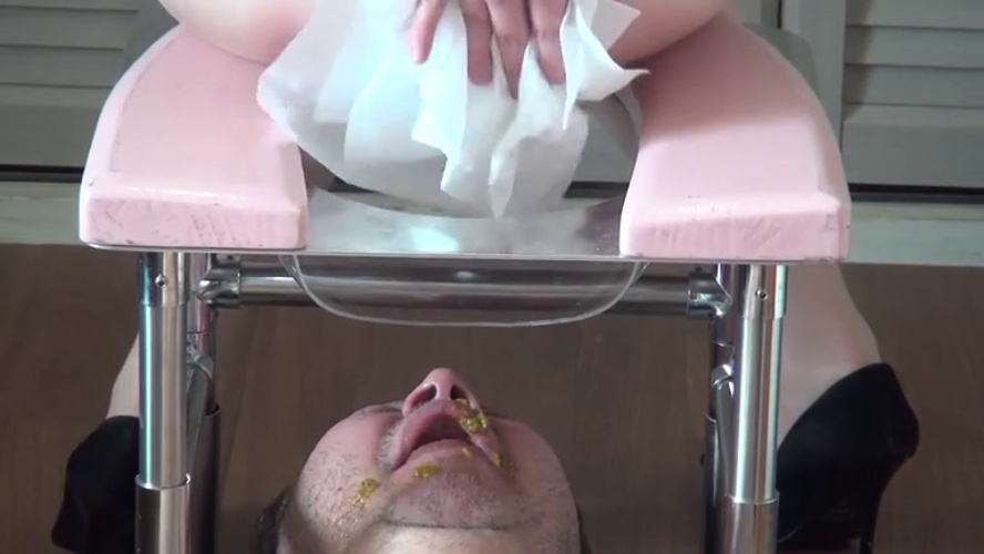 Japanese mistress on humiliation chair for toilet slave. P1 - SD