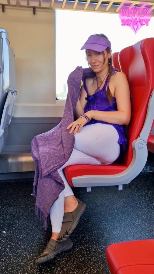 Public Crowded Train Shit in White Leggings - SD  - (Actress: Kitty Skatt 2026)